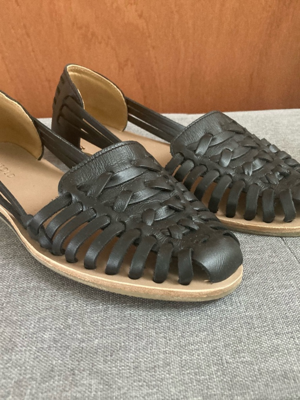 Nisolo Black Woven Leather Flat Sandals